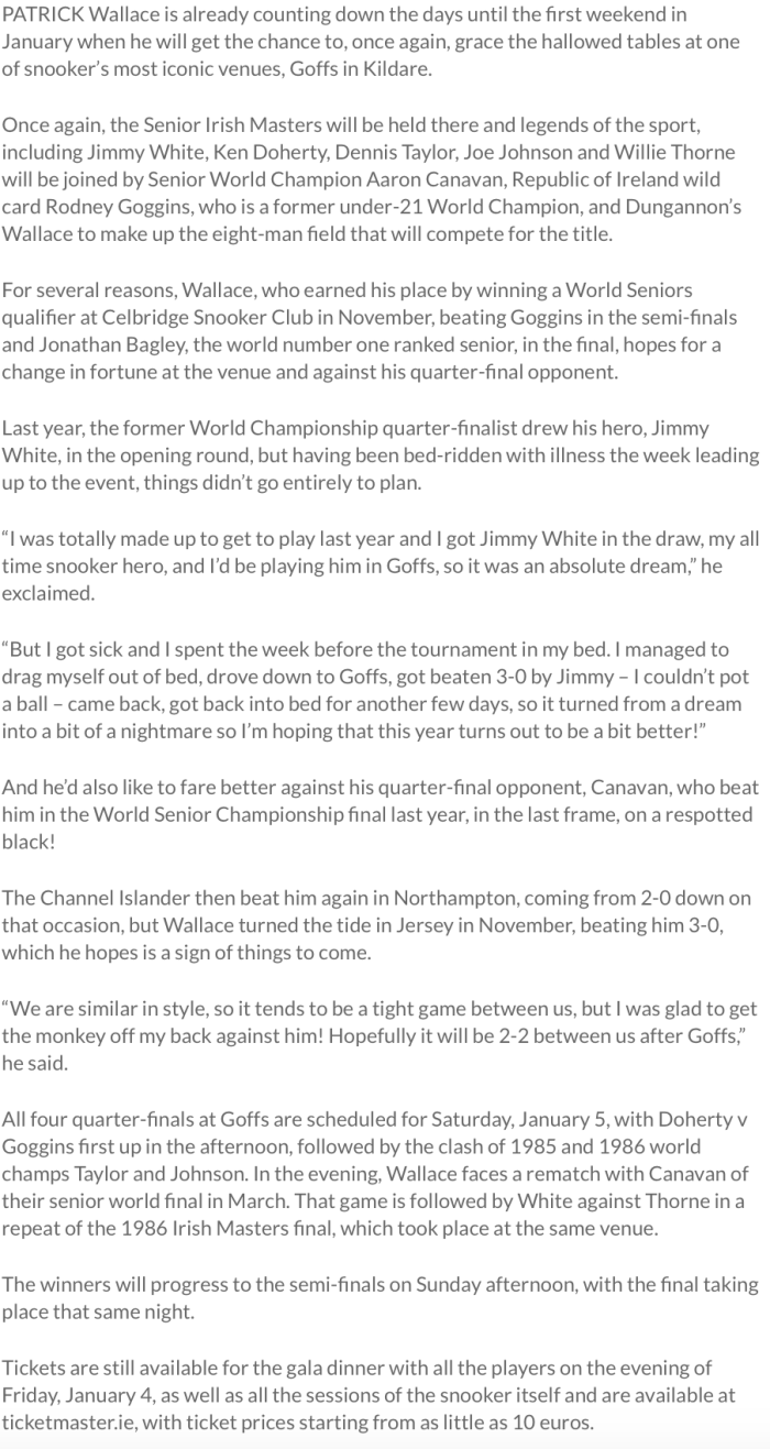 Patrick Wallace Interview - Ulster Herald December 17, 2018