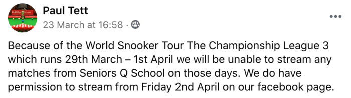 No streaming ... Paul Tett